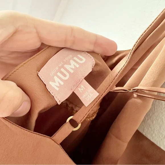 Show Me Your Mumu Tuscany Slip Maxi Dress in Copper Luxe Satin sz M - Picture 9 of 12